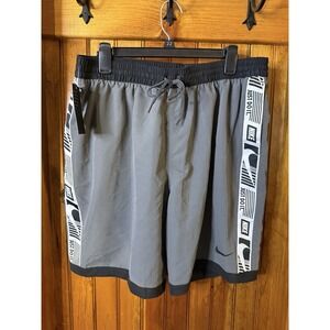 Nike Men's Swim Stripe Breaker 9" Volley Shorts In Black & Grey, XL